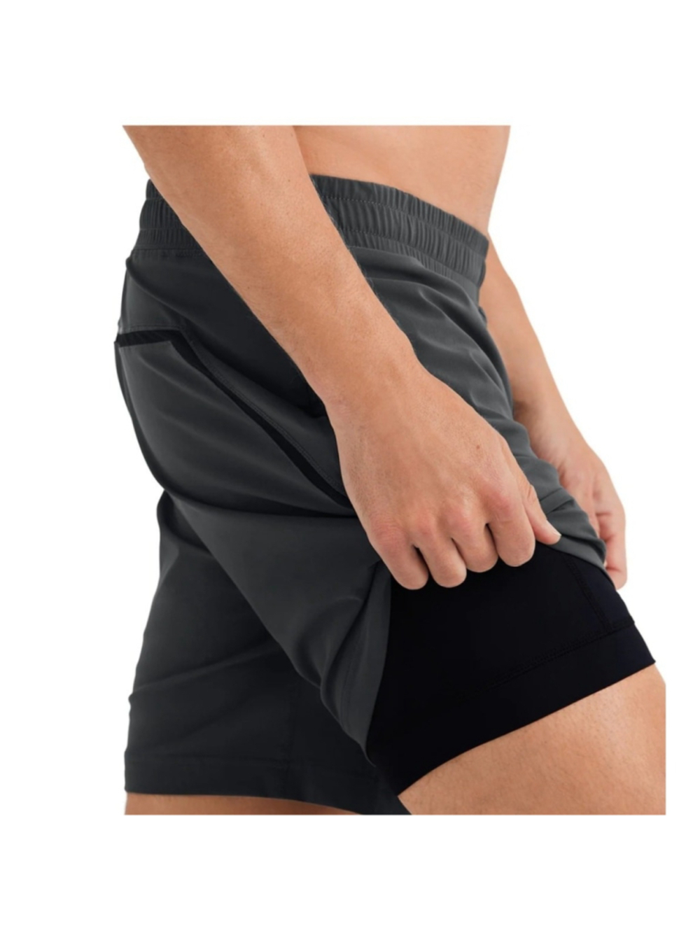 7" versatility lined shorts Rhone sz L charcoal active running yoga mens